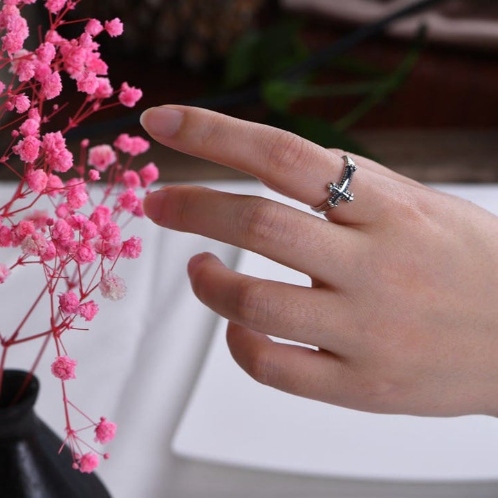 Christianartworkshop Minimalist 925 Silver Cross Ring with Ornate Rope Patterns: Enduring Symbol of Spiritual Bond - image 8