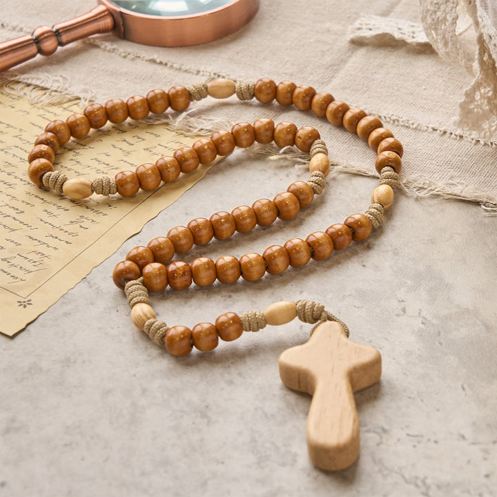 Christianartworkshop PRAYERFUL FAITH: Handmade Minimalist Olive Wood Rosary with Gift Card - image 7
