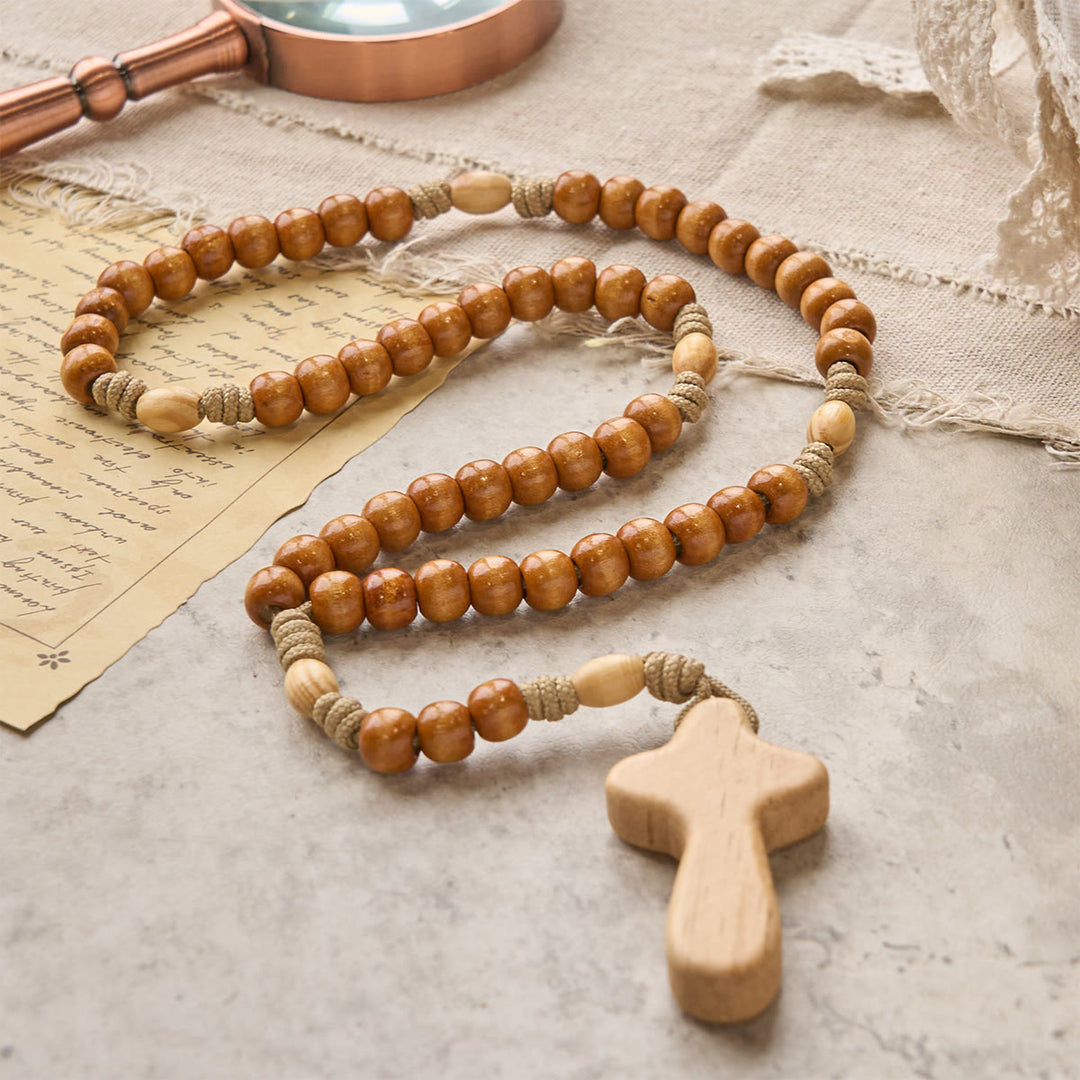 FREE Today: Minimalist Olive Wood Rosary with Hand-held Prayer Comfort Cross: Embrace Simple Sacredness