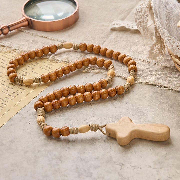 Christianartworkshop PRAYERFUL FAITH: Handmade Minimalist Olive Wood Rosary with Gift Card - image 6