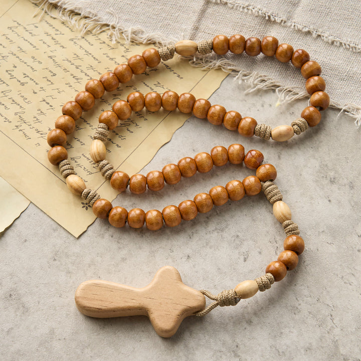 Christianartworkshop PRAYERFUL FAITH: Handmade Minimalist Olive Wood Rosary with Gift Card - image 5