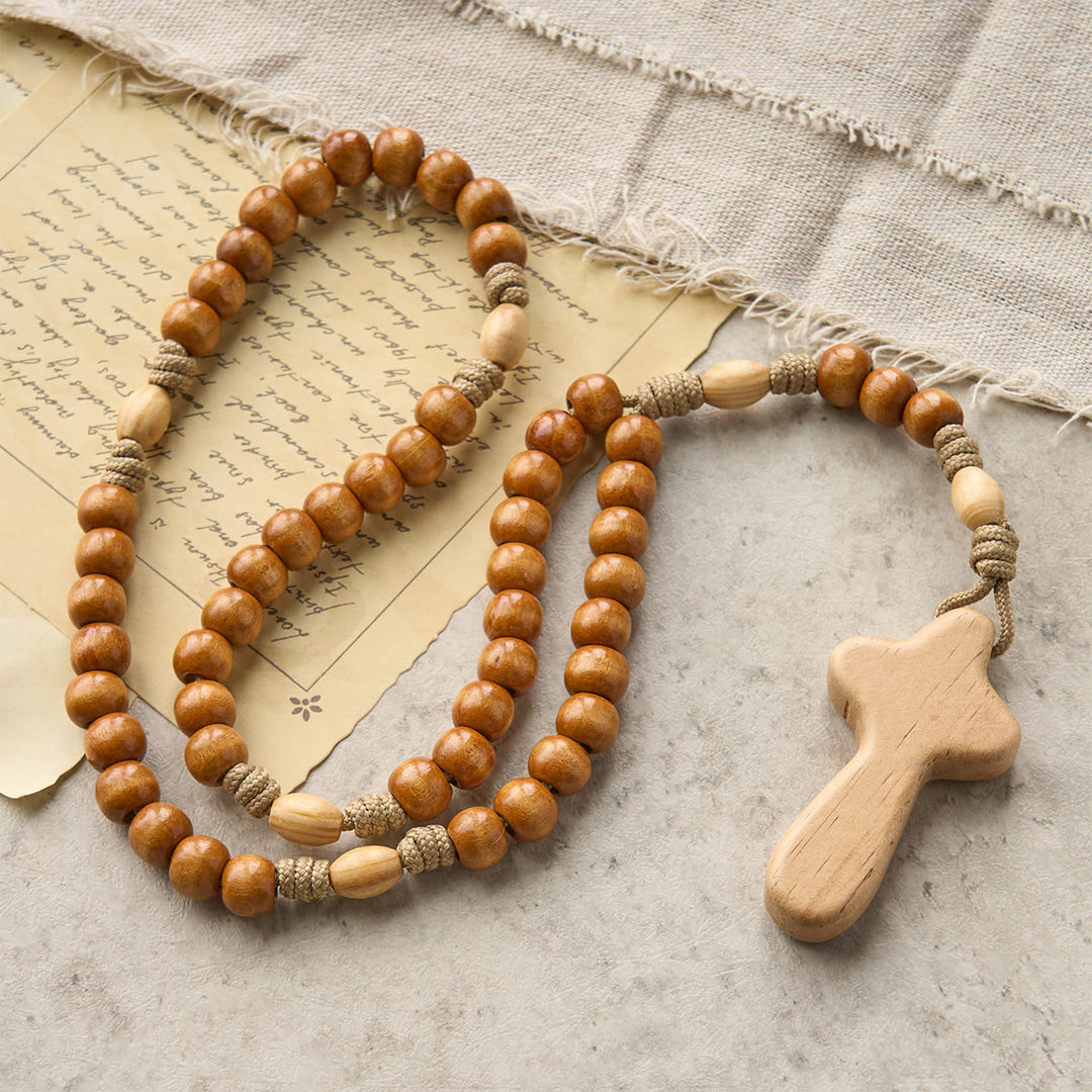 Christianartworkshop PRAYERFUL FAITH: Handmade Minimalist Olive Wood Rosary with Gift Card - image 4