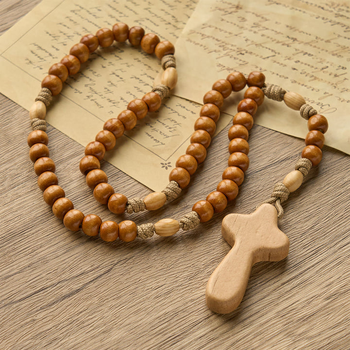 Christianartworkshop PRAYERFUL FAITH: Handmade Minimalist Olive Wood Rosary with Gift Card - image 8