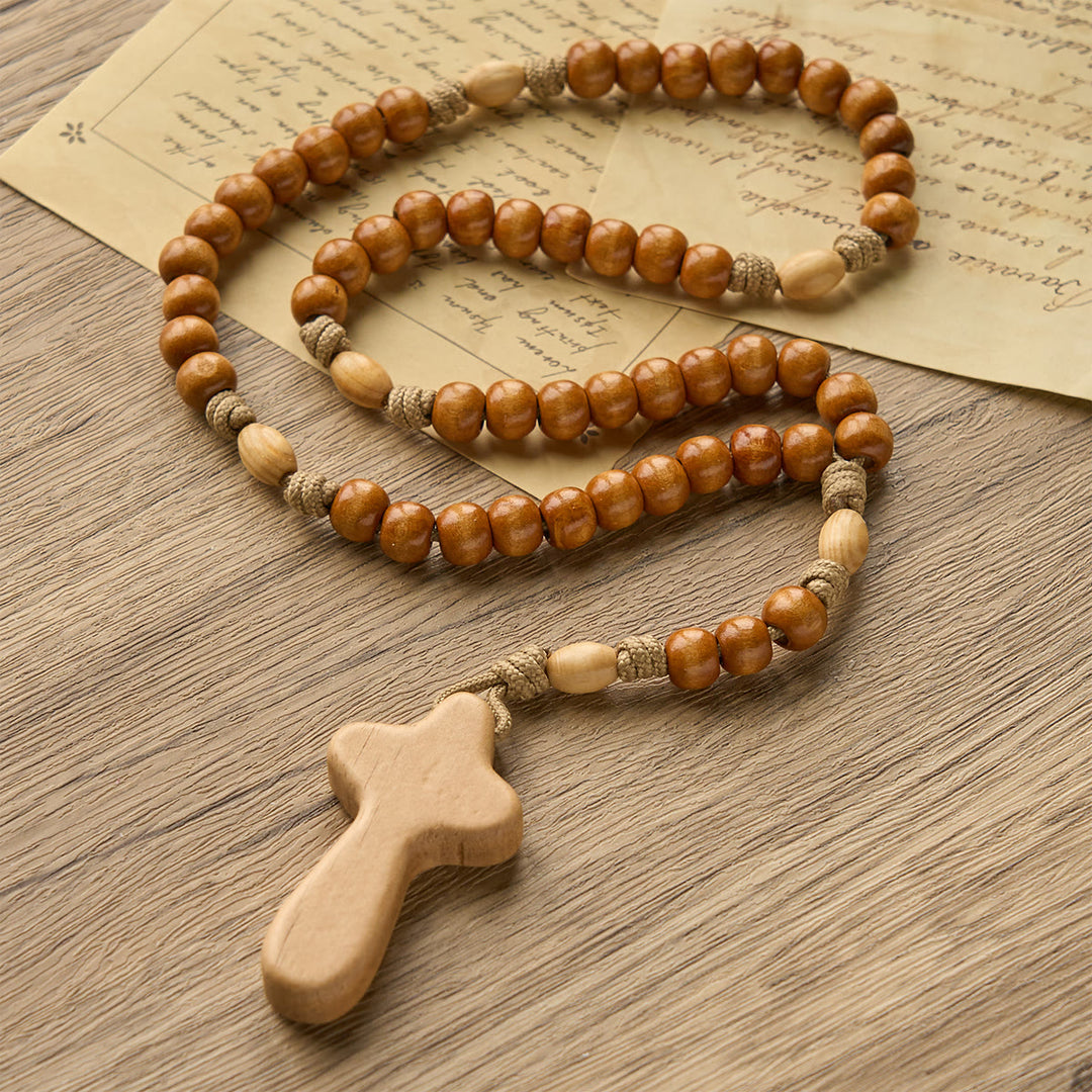 Christianartworkshop PRAYERFUL FAITH: Handmade Minimalist Olive Wood Rosary with Gift Card - image 3
