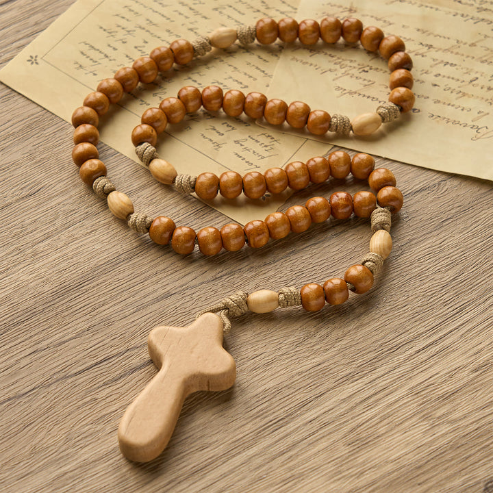 Christianartworkshop PRAYERFUL FAITH: Handmade Minimalist Olive Wood Rosary with Gift Card - image 3