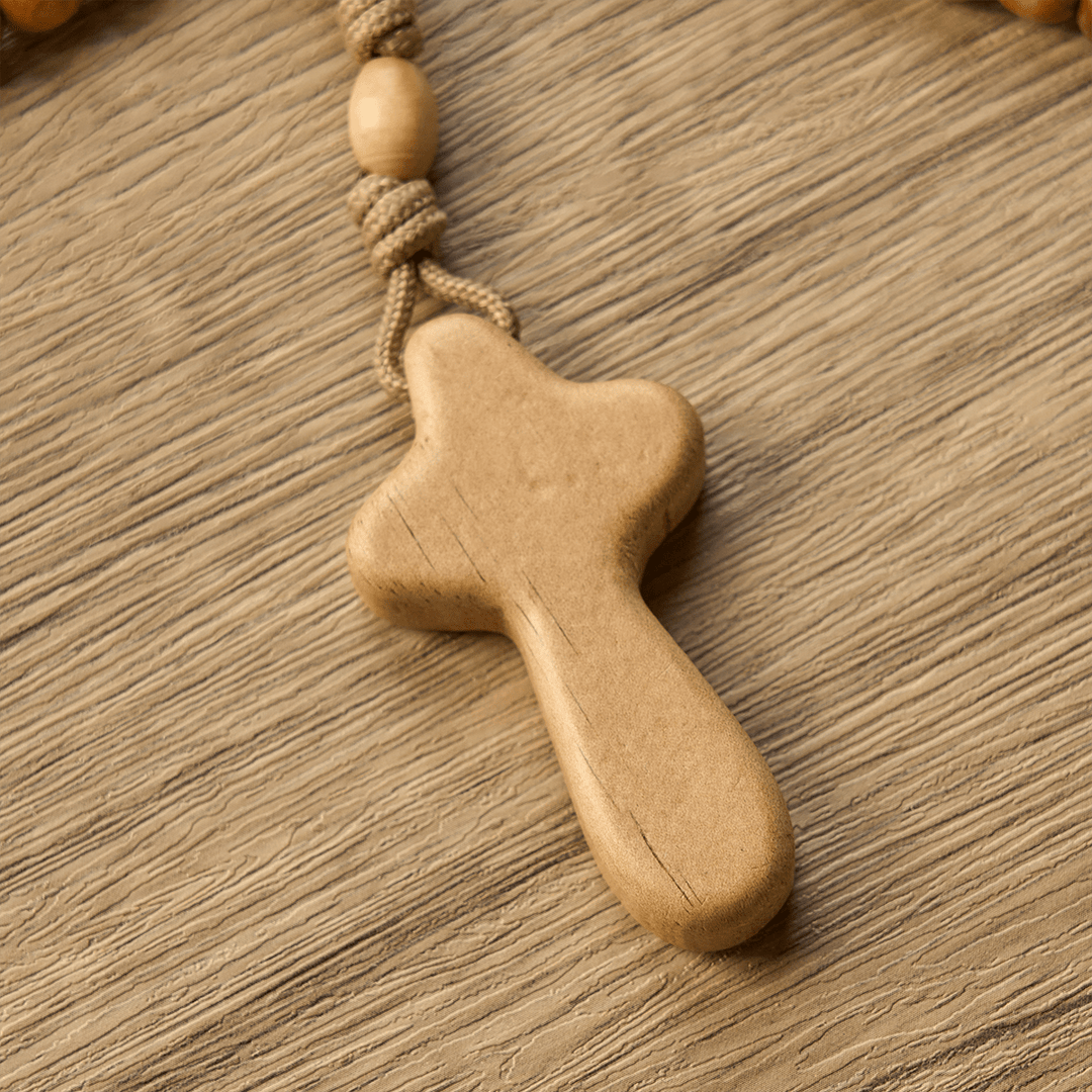 Christianartworkshop PRAYERFUL FAITH: Handmade Minimalist Olive Wood Rosary with Gift Card - image 9