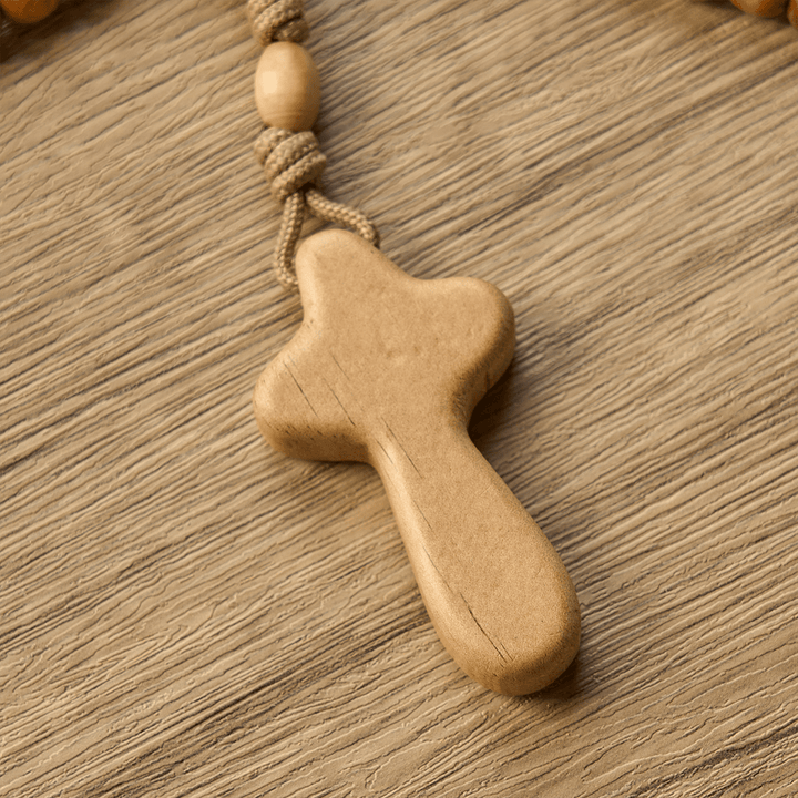 Christianartworkshop PRAYERFUL FAITH: Handmade Minimalist Olive Wood Rosary with Gift Card - image 9