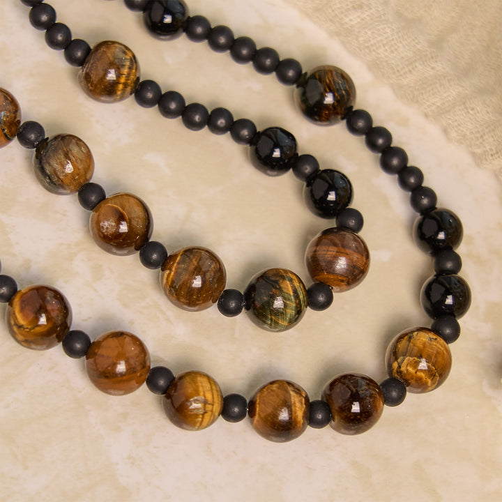 FREE Today: 10mm Tiger's Eye Stone Beads Rosary with Black Enamel Crucifix: Embrace Earthy Sacredness