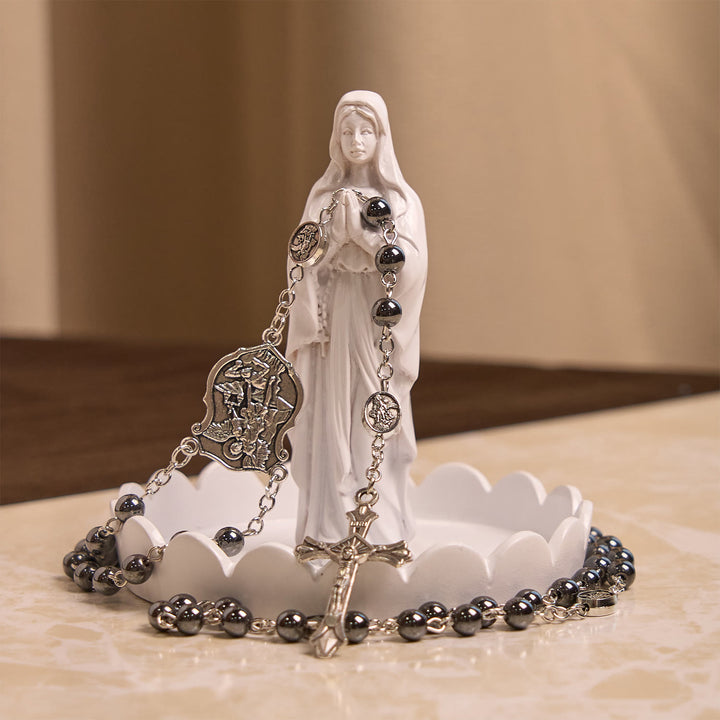 FREE Today: Sacred Shiny Black Beads Rosary with St. Michael the Archangel Pendant & Crucifix