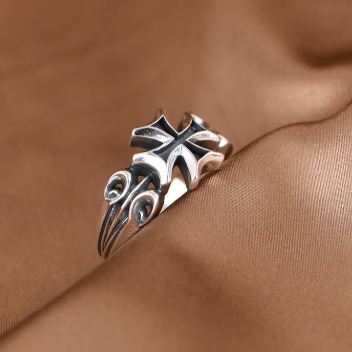 Christianartworkshop Minimalist 925 Silver Adjustable Maltese Cross Band Ring: Precious Heirloom of Faith - image 4