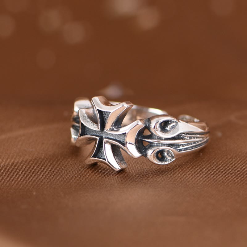 Christianartworkshop Minimalist 925 Silver Adjustable Maltese Cross Band Ring: Precious Heirloom of Faith - image 2