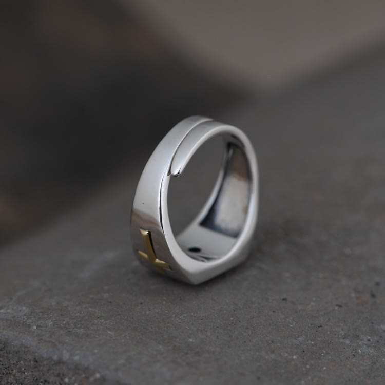 Christianartworkshop Cross and Virgin Mary with White Cubic 925 Sterling Silver Adjustable Vintage Ring - image 6