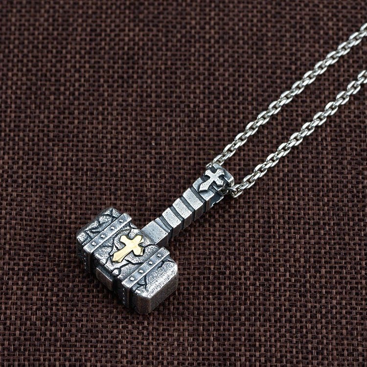 Christianartworkshop Sacred 925 Silver Hammer Cross Necklace: Rugged Faith Symbol with Retro Edge - image 2