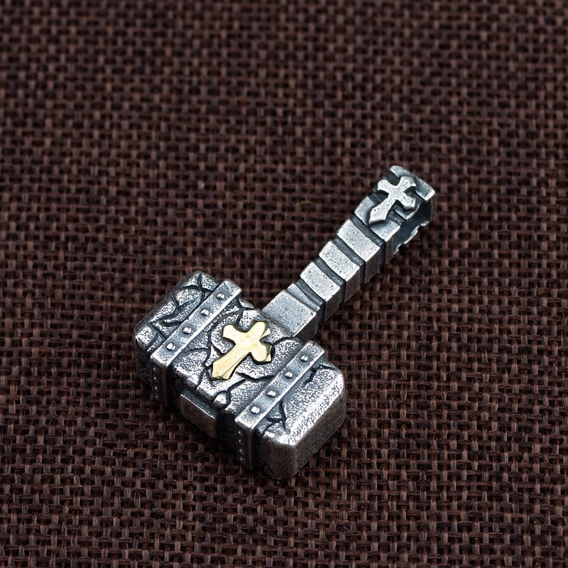 Christianartworkshop Sacred 925 Silver Hammer Cross Necklace: Rugged Faith Symbol with Retro Edge - image 3