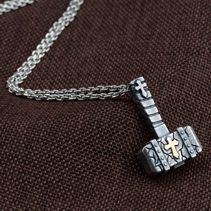 Christianartworkshop Sacred 925 Silver Hammer Cross Necklace: Rugged Faith Symbol with Retro Edge - image 4