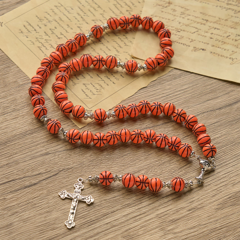FREE Today: Sports Prayer Basketball Beads Rosary with Silver Holy Chalice & Crucifix - image 2