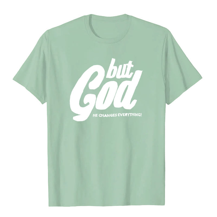 Christianartworkshop But God Hand-Stitched T-shirt - Light Green - 2XL - image 2