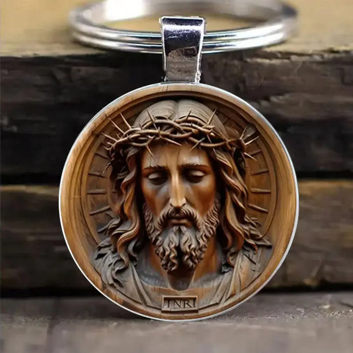 Christianartworkshop Classic Style Divine Jesus with Crown of Thorns Keychain : Timeless Symbol of Spiritual Redemption - image 2
