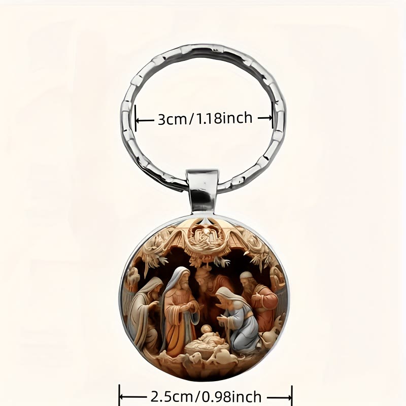 Christianartworkshop Vintage Birth of Jesus Nativity Scene Keychain : Storytelling Relic of Christian Hope - image 5