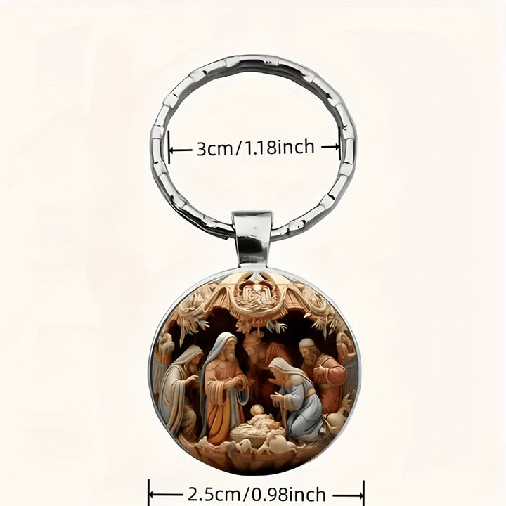 Christianartworkshop Vintage Birth of Jesus Nativity Scene Keychain : Storytelling Relic of Christian Hope - image 5