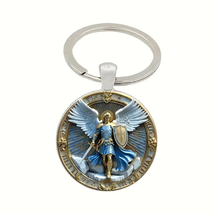 Christianartworkshop Classic Religious Armor Guardian Angel St. Micheal Keychain : Enduring Emblem of Heavenly Valor - image 3