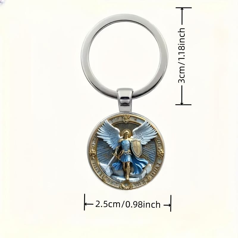 Christianartworkshop Classic Religious Armor Guardian Angel St. Micheal Keychain : Enduring Emblem of Heavenly Valor - image 2