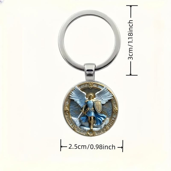 Christianartworkshop Classic Religious Armor Guardian Angel St. Micheal Keychain : Enduring Emblem of Heavenly Valor - image 2