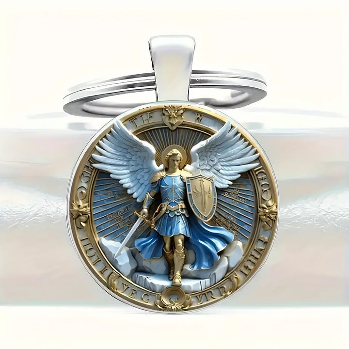 Christianartworkshop Classic Religious Armor Guardian Angel St. Micheal Keychain : Enduring Emblem of Heavenly Valor - St. Micheal - image 1