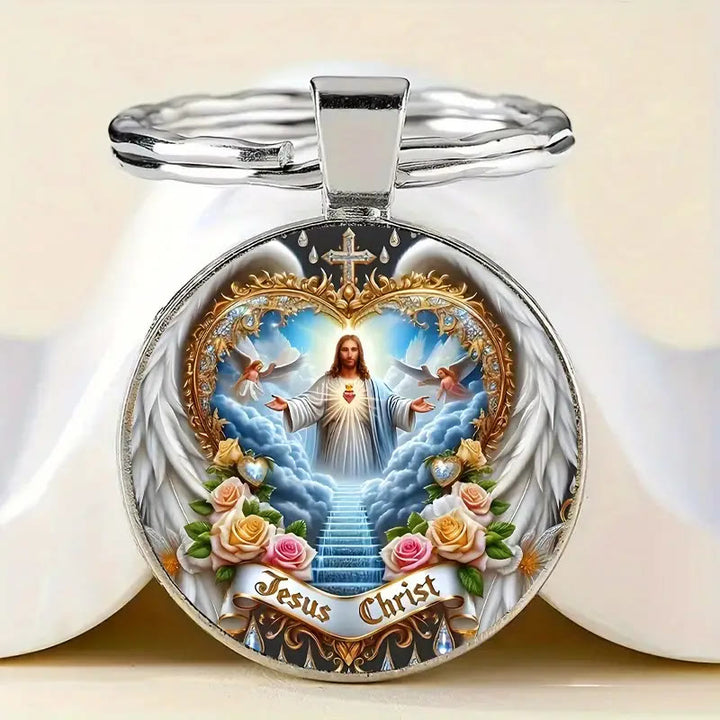 Christianartworkshop Divine Heavenly Realm Jesus Christ Keychain : Token of Faith & Ethereal Craft - Jesus Christ - image 1