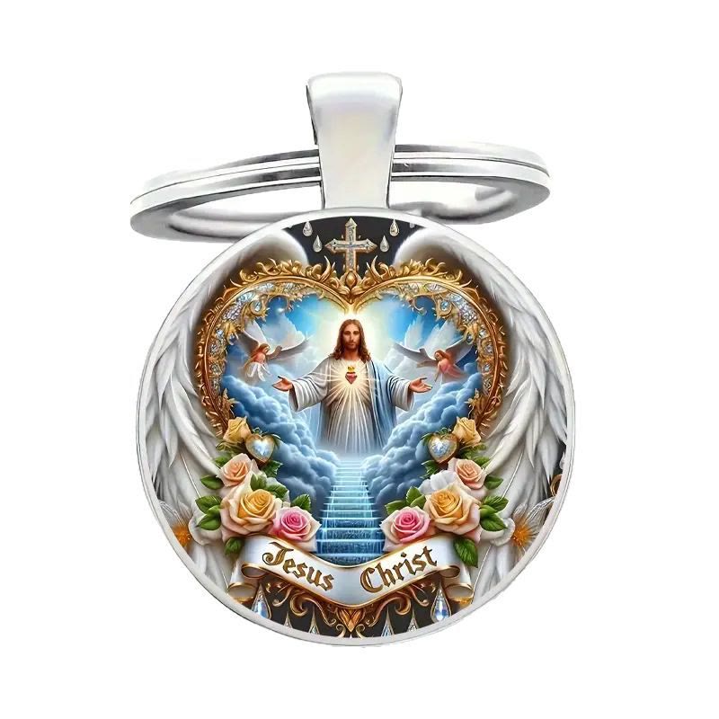 Christianartworkshop Divine Heavenly Realm Jesus Christ Keychain : Token of Faith & Ethereal Craft - image 5
