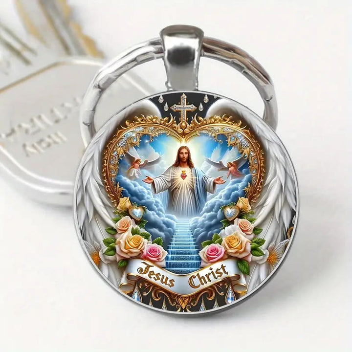 Christianartworkshop Divine Heavenly Realm Jesus Christ Keychain : Token of Faith & Ethereal Craft - image 2