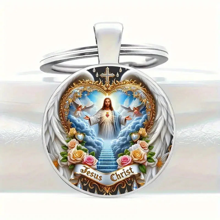 Christianartworkshop Divine Heavenly Realm Jesus Christ Keychain : Token of Faith & Ethereal Craft - image 4