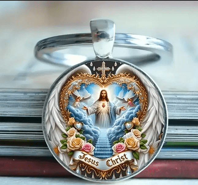 Christianartworkshop Divine Heavenly Realm Jesus Christ Keychain : Token of Faith & Ethereal Craft - image 3