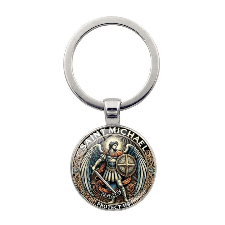 Christianartworkshop Soulful Light Shadow St. Michael the Archangel Keychain : Profound Sign of Spiritual Defense - Silver - image 1