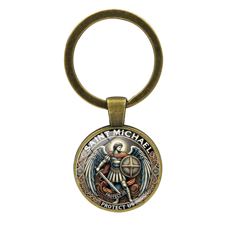Christianartworkshop Soulful Light Shadow St. Michael the Archangel Keychain : Profound Sign of Spiritual Defense - Patina Bronze - image 2