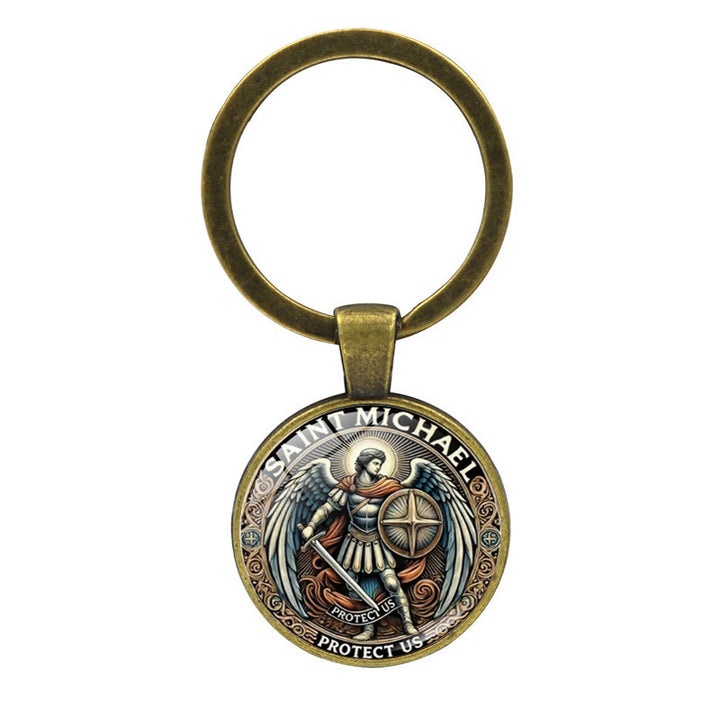 Christianartworkshop Soulful Light Shadow St. Michael the Archangel Keychain : Profound Sign of Spiritual Defense - Patina Bronze - image 2