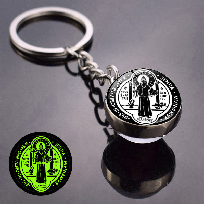 Christianartworkshop Glow-in-the-Dark Double-Sided Saint Benedict Medal Keychain: Protection That Shines - E - image 5