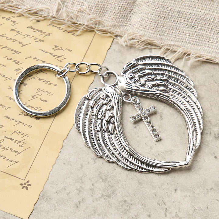 Christianartworkshop Silver Heart-Shaped Angel Wings with Cross or Pendant: A Symbol of Love and Protection