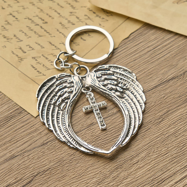 Christianartworkshop Silver Heart-Shaped Angel Wings with Cross or Pendant: A Symbol of Love and Protection