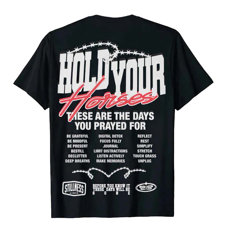 Christianartworkshop Casual Style Hold Your Horses Graphic Unisex T-shirt - image 5