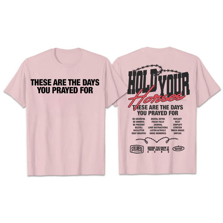 Christianartworkshop Casual Style Hold Your Horses Graphic Unisex T-shirt - Light Pink - 2XL - image 24