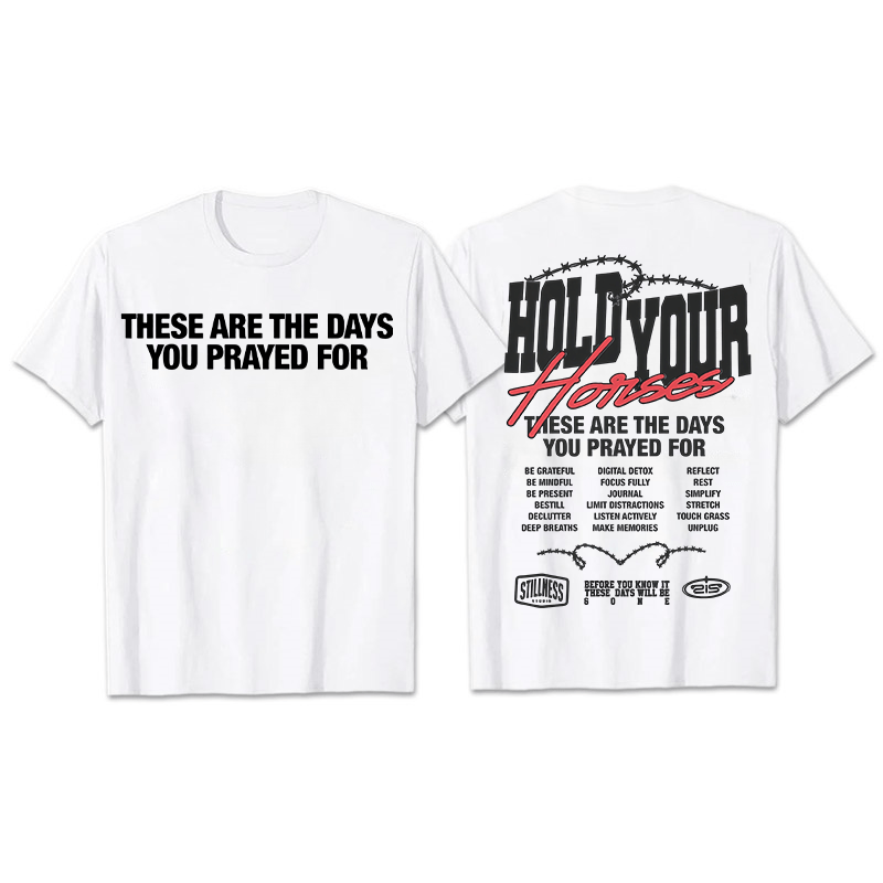Christianartworkshop Casual Style Hold Your Horses Graphic Unisex T-shirt - White - 2XL - image 15