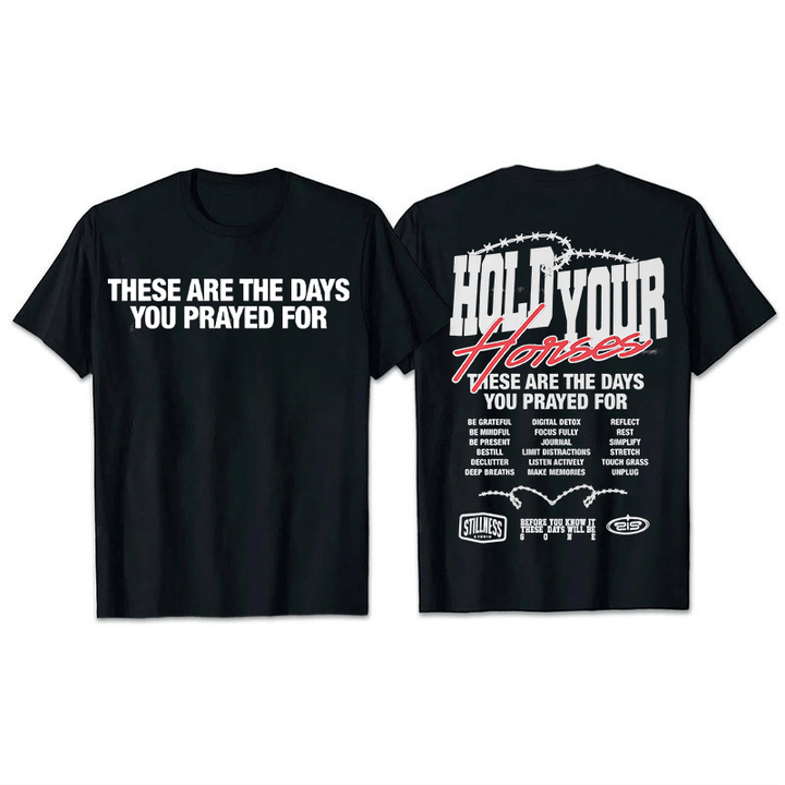 Christianartworkshop Casual Style Hold Your Horses Graphic Unisex T-shirt - Black - 2XL - image 6