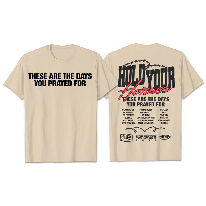 Christianartworkshop Casual Style Hold Your Horses Graphic Unisex T-shirt - Beige - 2XL - image 27