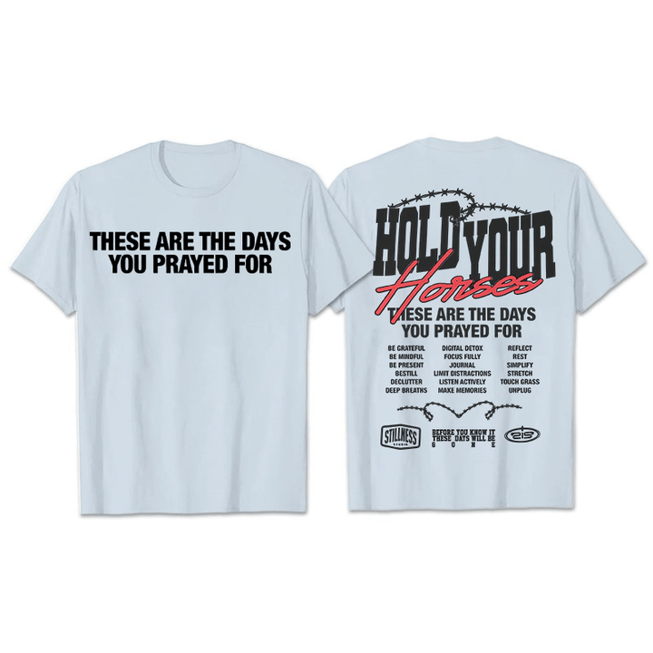Christianartworkshop Casual Style Hold Your Horses Graphic Unisex T-shirt - Light Blue - 2XL - image 12