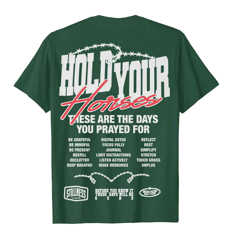 Christianartworkshop Casual Style Hold Your Horses Graphic Unisex T-shirt - image 1