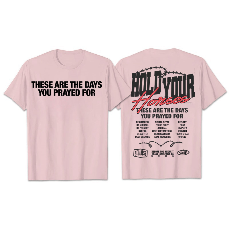 Christianartworkshop Casual Style Hold Your Horses Graphic Unisex T-shirt - Light Pink - 2XL - image 25