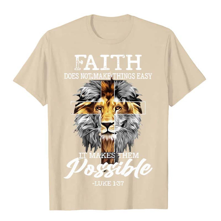 Christianartworkshop Religious Faith Lion Cross Graphic Unisex T-shirt - Beige - 2XL - image 4