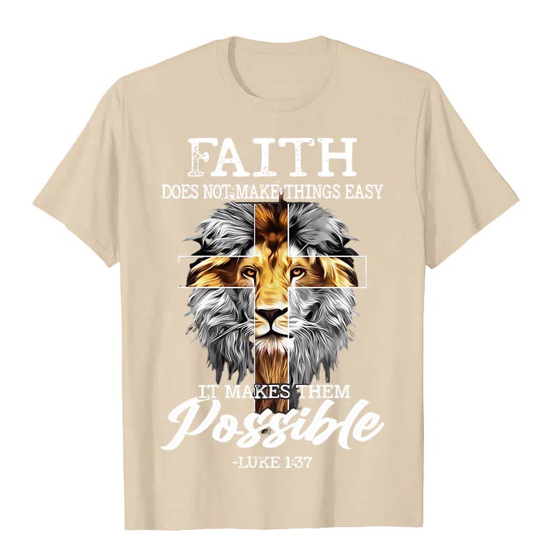 Christianartworkshop Religious Faith Lion Cross Graphic Unisex T-shirt - Beige - 2XL - image 2