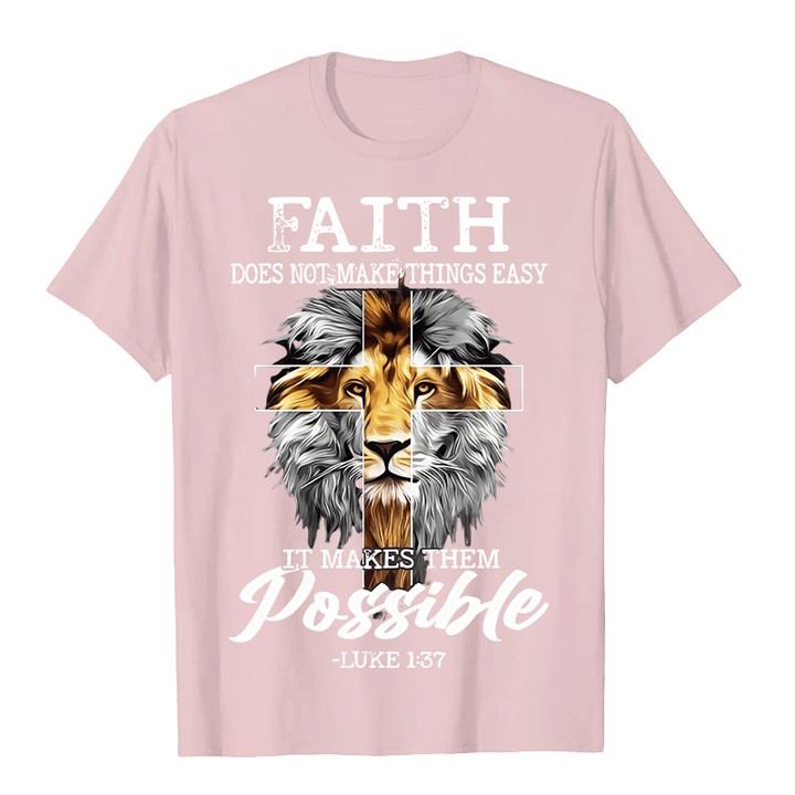 Christianartworkshop Religious Faith Lion Cross Graphic Unisex T-shirt - Pink - 2XL - image 4
